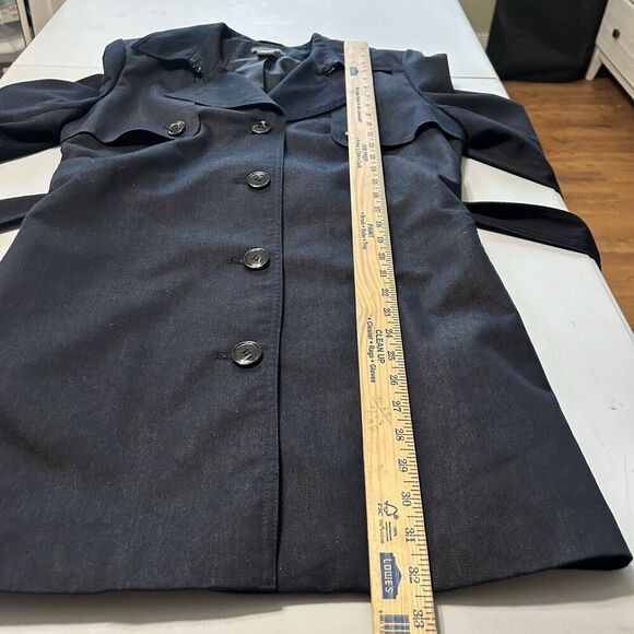 Chelsea and Theodore Short Trenchcoat Jacket Navy Blue Size 12 - Picture 8 of 13